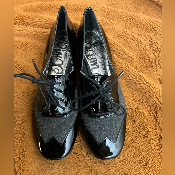 Sam Edelman echo Gray and Black patent leather Oxford loafer shoes SZ 6 - Picture 5 of 13